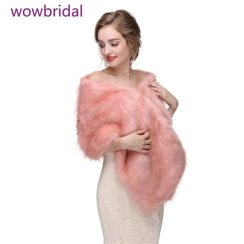 WOWBRIDAL Warm Faux Fur Winter Bridal Cape Wedding Cloaks Party Wraps Jacket Wrap Boleros De Encaje Boleros De Mujer