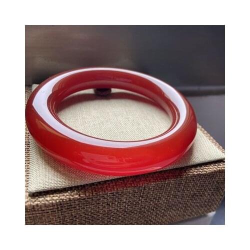 Zheru jewelry natural agate chalcedony red round bar 54-64mm bracelet elegant princess jewelry, best gift for mother and girlfri