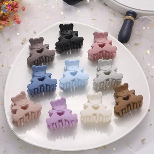New Frosting Candy Color Bear Crab Hair Clip For Girl Acrylic Women Hair Clip Hair Accessories Ponytail Hair Bands For Hair