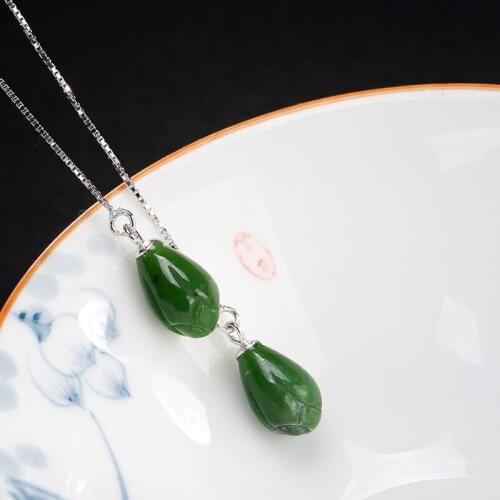S925 pure silver restoring ancient ways natural hetian jade jade magnolia contracted joker female ear earrings