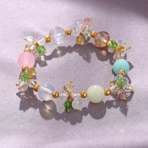 Agate bracelet female natural stone crystal opal luminous stone high-end bracelet