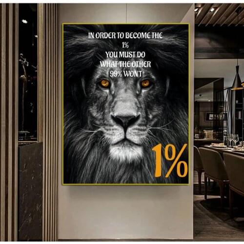 Animal Art Black Wild Lion Canvas Painting Inspirational Wall Art Poster Prints Inspirational Wall Pictures for Office Cuadros