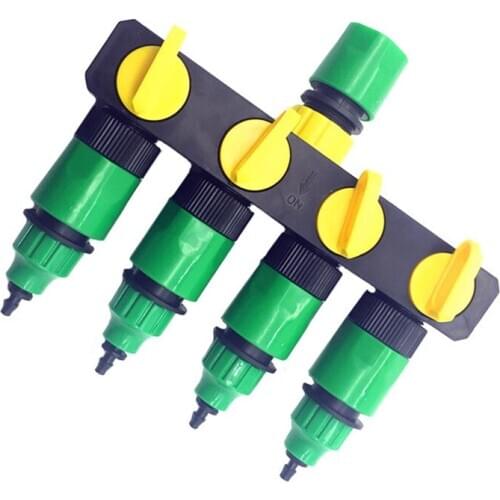 1 Set (6 Pcs) Home Garden Irrigation Drip Timer Pipe Splitter 4 Way Tap Quick Connector 3/4 Screw Thread Interface