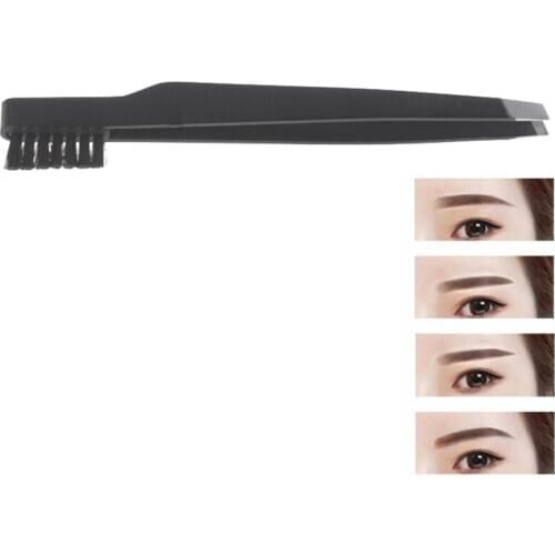 1Pcs Stainless Steel Eyebrow Tweezer + Comb Beauty Hair Slanted Puller Eye Brow Clips Makeup Tool