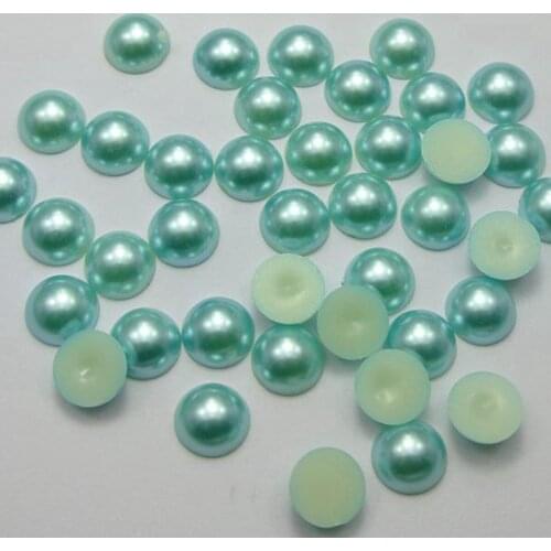 100 Sky Blue Half Pearl Bead 12mm Flat Back Scrapbook Craft