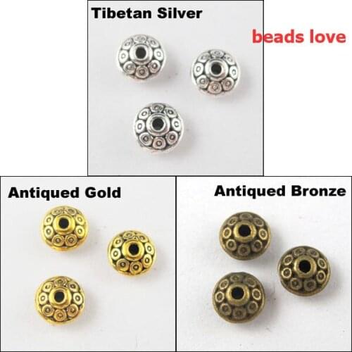 100Pcs/lot )4mm Pick 3 Colors Jewelry Findings Pattern Spacer Beads 6mm*4mm Dia (w02960)Free Shipping