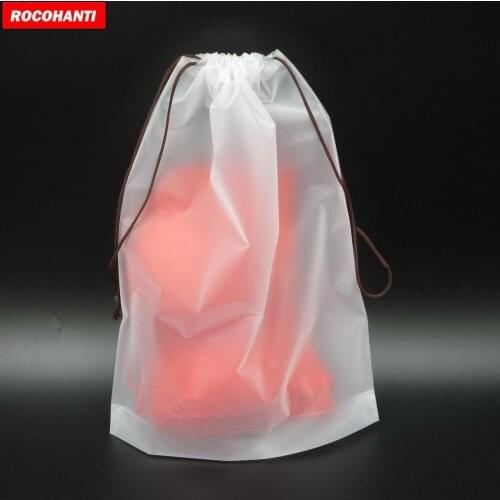 200X Custom LOGO Printed PE Transparent Frosted Drawstring Bag Plastic EVA Bag for Socks Leggings Packaging Shopping Bags