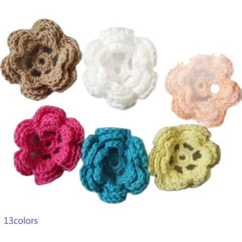 3D Small Handmade Flower cotton crochet DIY Patch Iron On Patches Sewing Applique Badges stripe Sticker lace guipure cloth decor