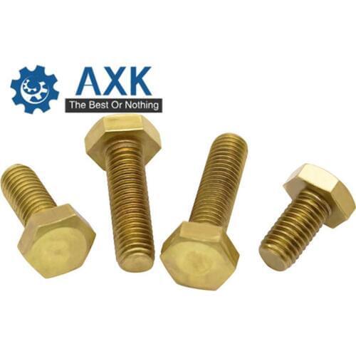 50Pcs M6*L Copper Metric Thread Screws DIN933 Brass Hexagon Bolt Hex Head Screw