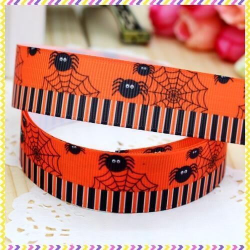 7/8'' Free shipping halloween printed grosgrain ribbon hair bow diy party decoration wholesale OEM 22mm B429