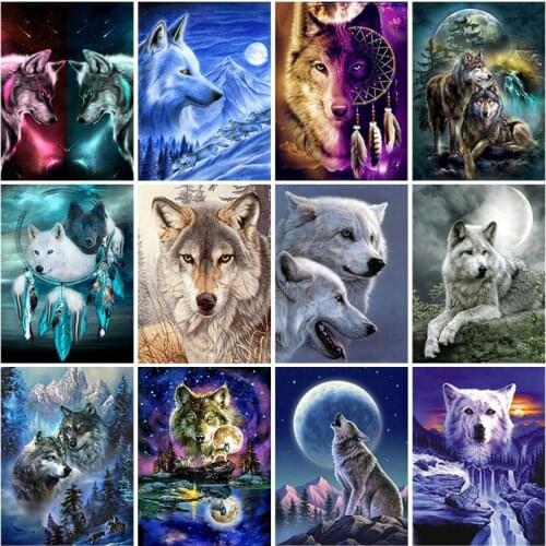 Wolf DIY 5D Diamond Painting Full Round Resin Rhinestone Mosaic Animal Paintings Diamond Embroidery Cross Stitch Home Decor