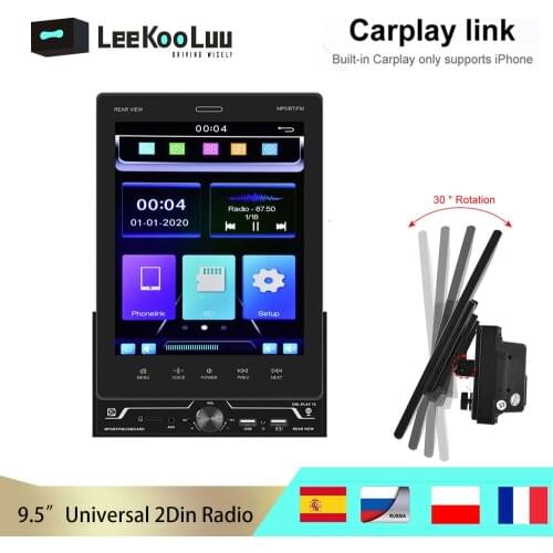 LeeKooLuu 2Din Car Radio 9.5" Vertical Screen Autoradio Stereo Blutooth Mirrorlink Carplay Video Multimedia Player For VW Nissan