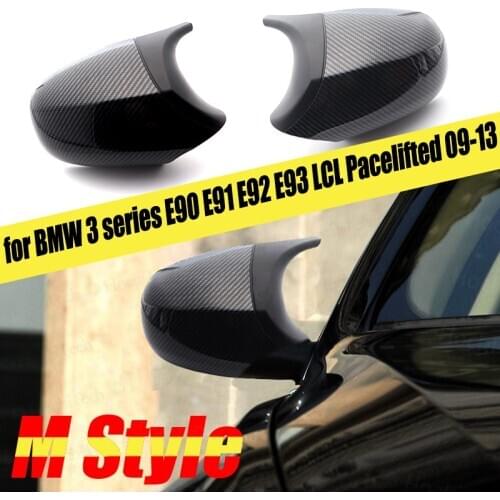 Car Styling Black Pre-facelifted 2ps Carbon Fiber Pattern Rearview Mirror Cover Cap for BMW E90 E91 E92 E93 LCI M3 Style