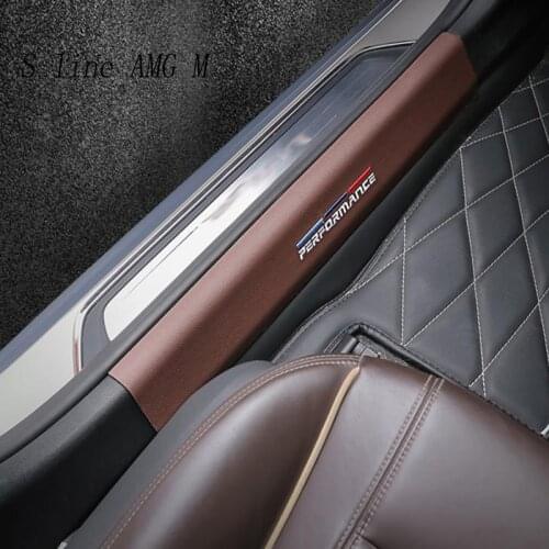 Car Styling Auto Interior door sills scuff plates guard threshold plate leather welcome pedal stickers For bmw 5 series G30 G38