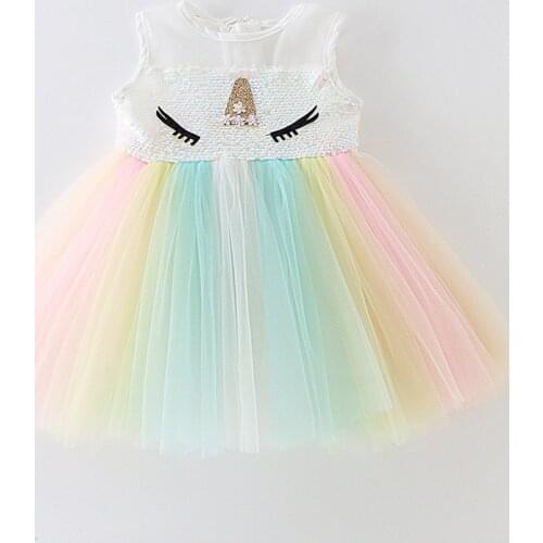 New Unicorn Dress for Baby Girls Embroidery Ball Gown First Birthday Dresses Party Costumes Princes Children Clothing