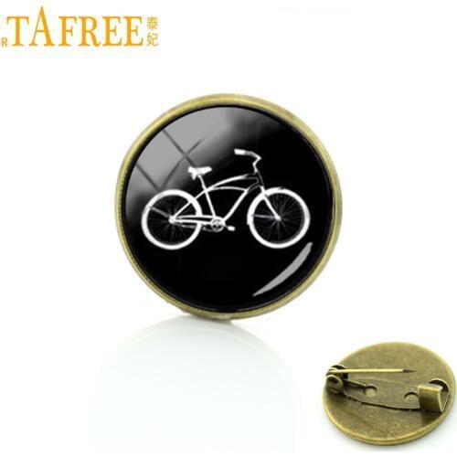 TAFREE Sports Bike Silhouette Pins Vintage Ethnic Style Bicycle Car Tractor Brooches Men Women Hipster Accessories Badge T640