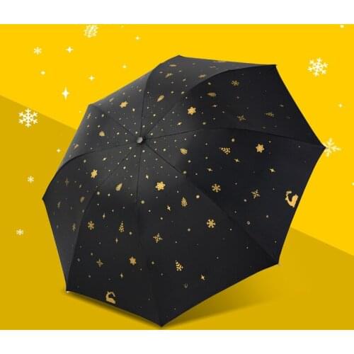 Black plastic umbrella creative double three folding umbrella men and women with custom logo