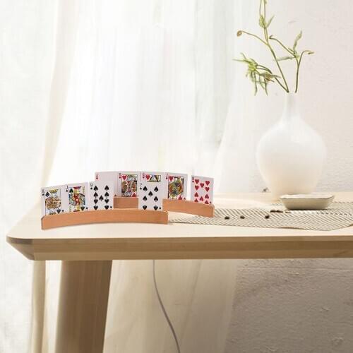 Wooden Holders 2 Pcs 2 Piece/Set 2 Piece Set Stable Bandwidth Base Mountain Imports Curved Poker Rack Tray Playing Card Stand