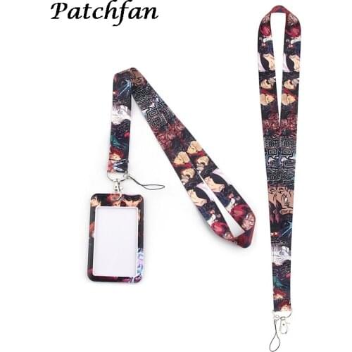 AD228 Patchfan Anime Business Badge Card Holder with Necklace Lanyard Keychain keys Badge ID Mobile Phone Rope Gifts