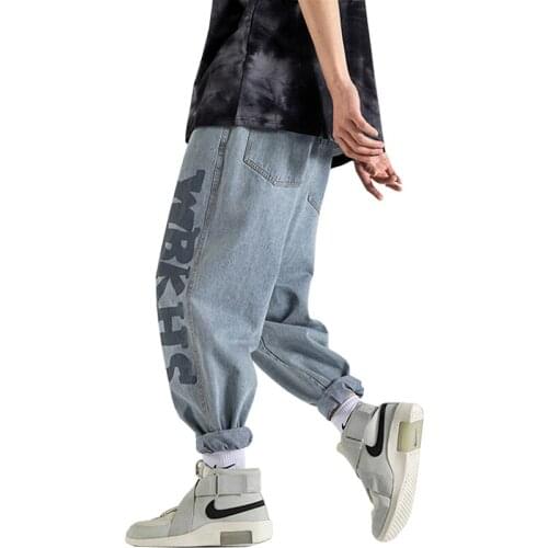 2021 Hip Hop Men Jeans Cargo Pants Denim Trousers Loose Baggy Streetwear Overalls