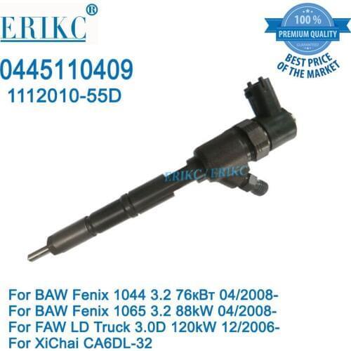 ERIKC 0445110409 CRI Auto Parts Fuel Injector 0 445 110 409 Fuel Pump Parts Injection 0445 110 409 for BAW Fenix FAW