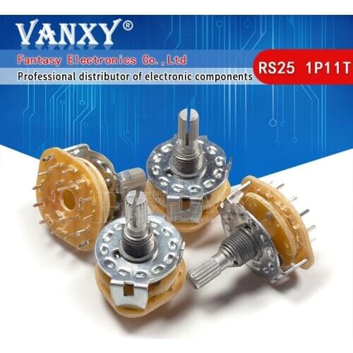 2PCS RS25 Band switch 1P11T Mount Rotary Switch Selector Band 2 Pole 5 Position Knob Switch Band Switches
