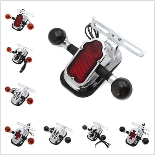 Metal Chrome Tombstone/Skull Brake Tail w/ Light Signal For Harley Davidson Big Twin Aftermarket Free Shipping Motorcycle Parts