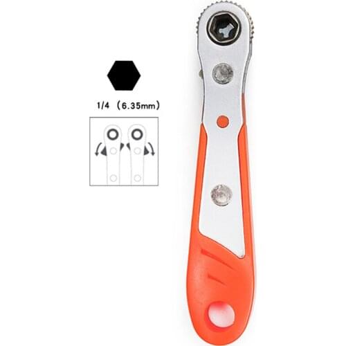 Mini Magnetic Ratchet Wrench 1/4"(6.35mm) Hex Shank Bidirectional Control For Single/Double Head Screwdriver Drill Bits Tool