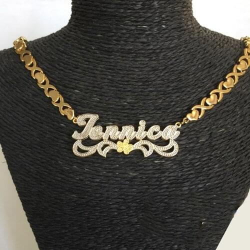 Custom Name Jewelry Set Fashion New Ladies XOXO Necklace Gold-Plated Nameplate Fashion Personalized alloy Necklace Best Gifts