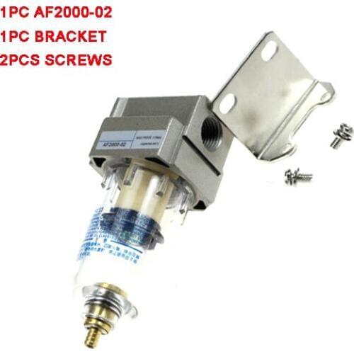 Free Shipping 1/4" AF2000-02 Compressed Air Compressor In Line Moisture Water Filter Trap w Wall Mounting Bracket