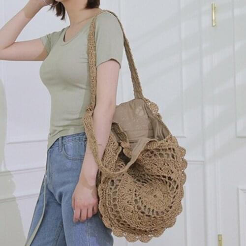 WEIXIER 2019 New Handmade Kintted Beach bag Rattan Bag Fashion Straw Bags Womens Travel Bags Shoulder bag For Girls LL-73