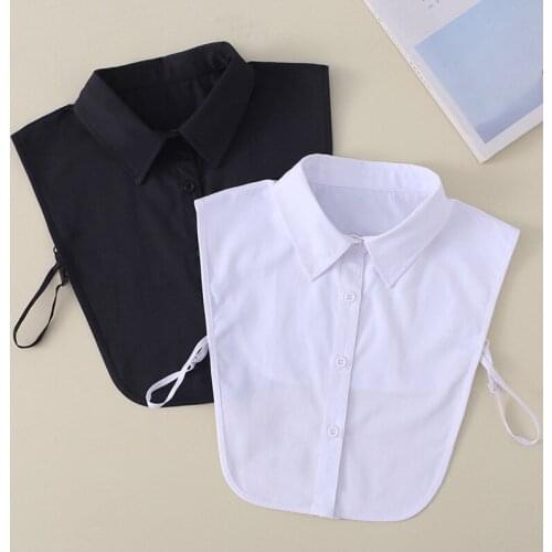 2020 New Cotton White Fake Collar for Women Black Shirt False Collar Tie Vintage Detachable Collar Lapel Blouse Tops Half Shirt