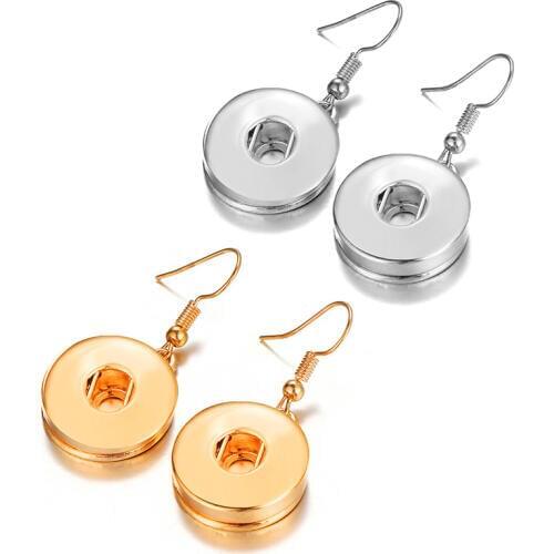 New Simple metal snap earrings eardrop fashion pair fit 12MM &18MM snap buttons DIY earrings wholesale JA0003
