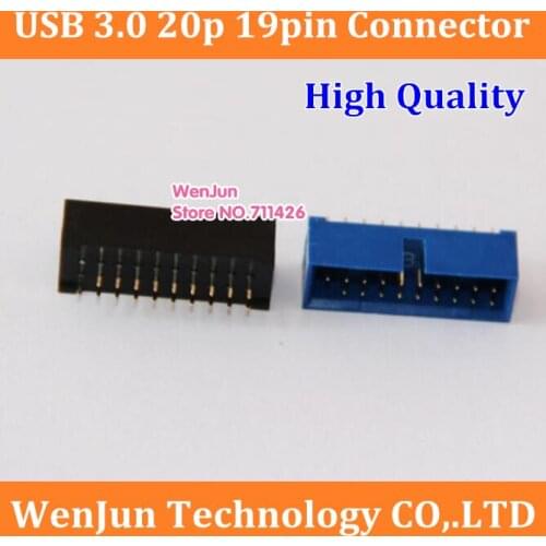 NEW USB 3.0 20P 19pin USB3.0 20pin 19pin female connector 180 degree motherboard chassisplugged plate expansion connector