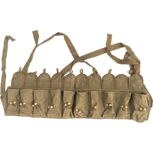 ORIGINA SURPLUS MILITARY COLLECTIBLES CHINESE ARMY SKS TYPE 56 SEMI AMMO CHEST-RIG BANDOLIER BAG OLD Hi-Q1943 armyshop2008