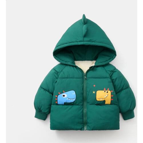 2021 Autumn Winter Baby Boys Girls Warm Hooded Jacket Coats Thicken Kids Outerwear dinosaur Infants Clothing Christmas Clothes