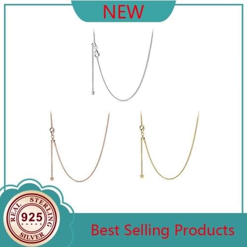 Authentic 925 Sterling Silver Classic Rose Gold Optional Necklace For Women Wedding Party Gift Fashion Jewelry