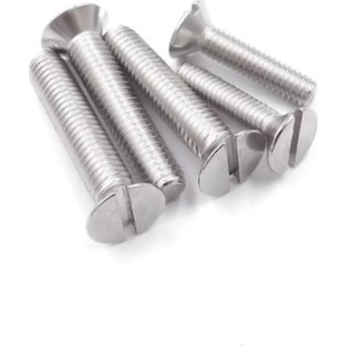 10/50pc M1.6 M2 M2.5 M3 M4 M5 M6 304 A2-70 stainless steel GB68 Metric Threaded Slotted Flat Countersunk Head Machine Screw Bolt