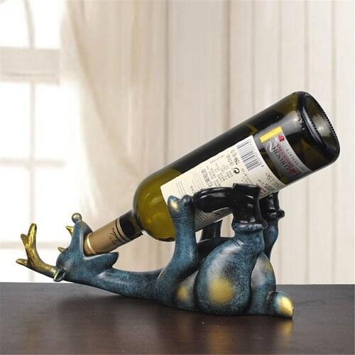 Resin Elk Wine Bottle Holder Figurines European Creative Lying Deer Ornament Animal Wine Rack Craft Decoration Hogar wine rack