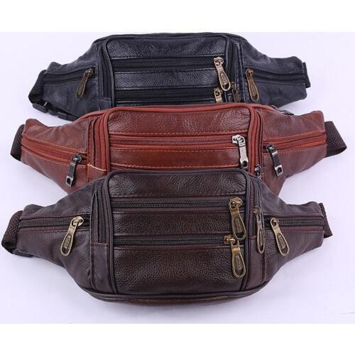 New Fashion Black Leather Fanny Pack Mens Waist Belt Bag Womens Solid Zipper Hip Pouch Travel