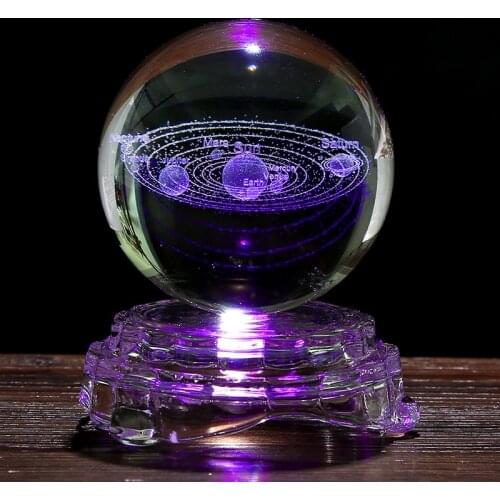 ZK20 High Grade Home Desktop Milky Way Galaxy Transparent Crystal Ball with Light Effect Base