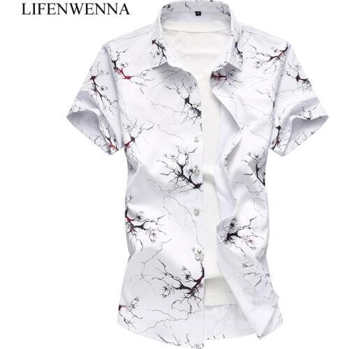 Summer Mens Flower Shirt 2019 New Fashion Special Printed Short Sleeve Shirt Mens Clothing Trend Casual Floral Shirt Men 7XL