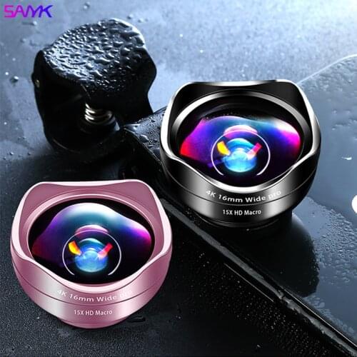 SANYK New 2-in-1 Mobile Phone Lens 16mm Wide-angle Lens Hd Macro Lens External Mobile Phone Lens For Most Smartphones