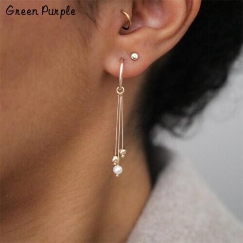 Natural Pearl Earrings Jewelry Gold Circle Earrings Handmade Gold Wrap Brincos Minimalism Pendientes Oorbellen Earrings