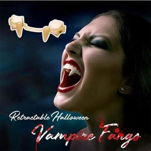 Vampire Fangs Teeth with Adhesive Scalable Cosplay Props Realistic Reusable Halloween Party Horror Decoration Halloween Event
