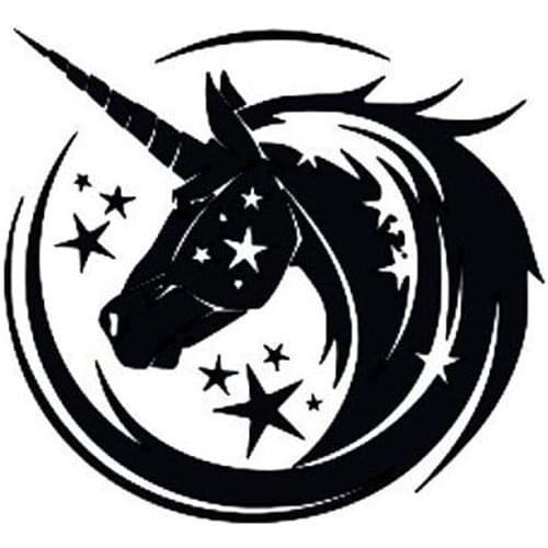 Black/Sliver Unicorn Swirl With Stars Vinyl Decal Window Art Bumper Car Rear windshield Decor Unique Removable S739
