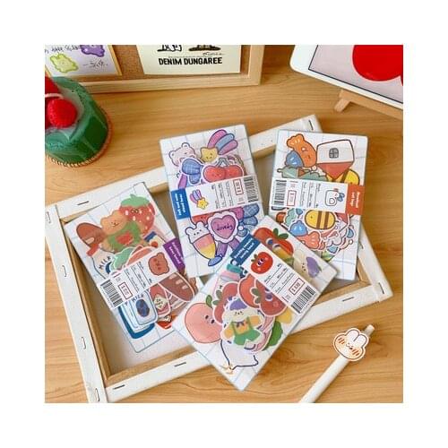 Mohamm 1Pack Waterproof Korean Cute Scrapbooking Stickers Cartoon Paper Sticker Flakes Stationary Office Accessories Art Supplie