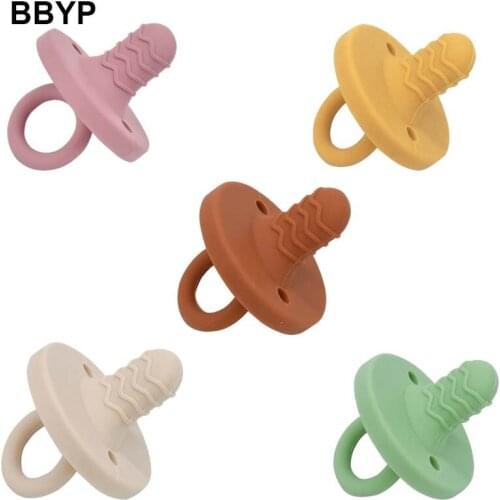 1-2PCS Silicone Nipple Free BpaSilicone Food Grade Silicone Pacifier Baby Teether Grade Nipple Chewable Nursing Teething Toys