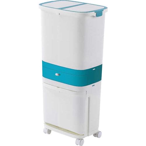 3 Layer Classification Trash Can Kitchen Plastic Dustbin Wet and Dry Press Recycle Stacked Sorting Rubbish Waste Bin With Wheel