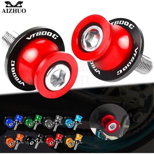 CNC Aluminum Motorcycle Accessories 8MM Swingarm Slider Spools FOR HONDA VT600C 1998-2007 2006 2005 Stand Screws VT 600C LOGO